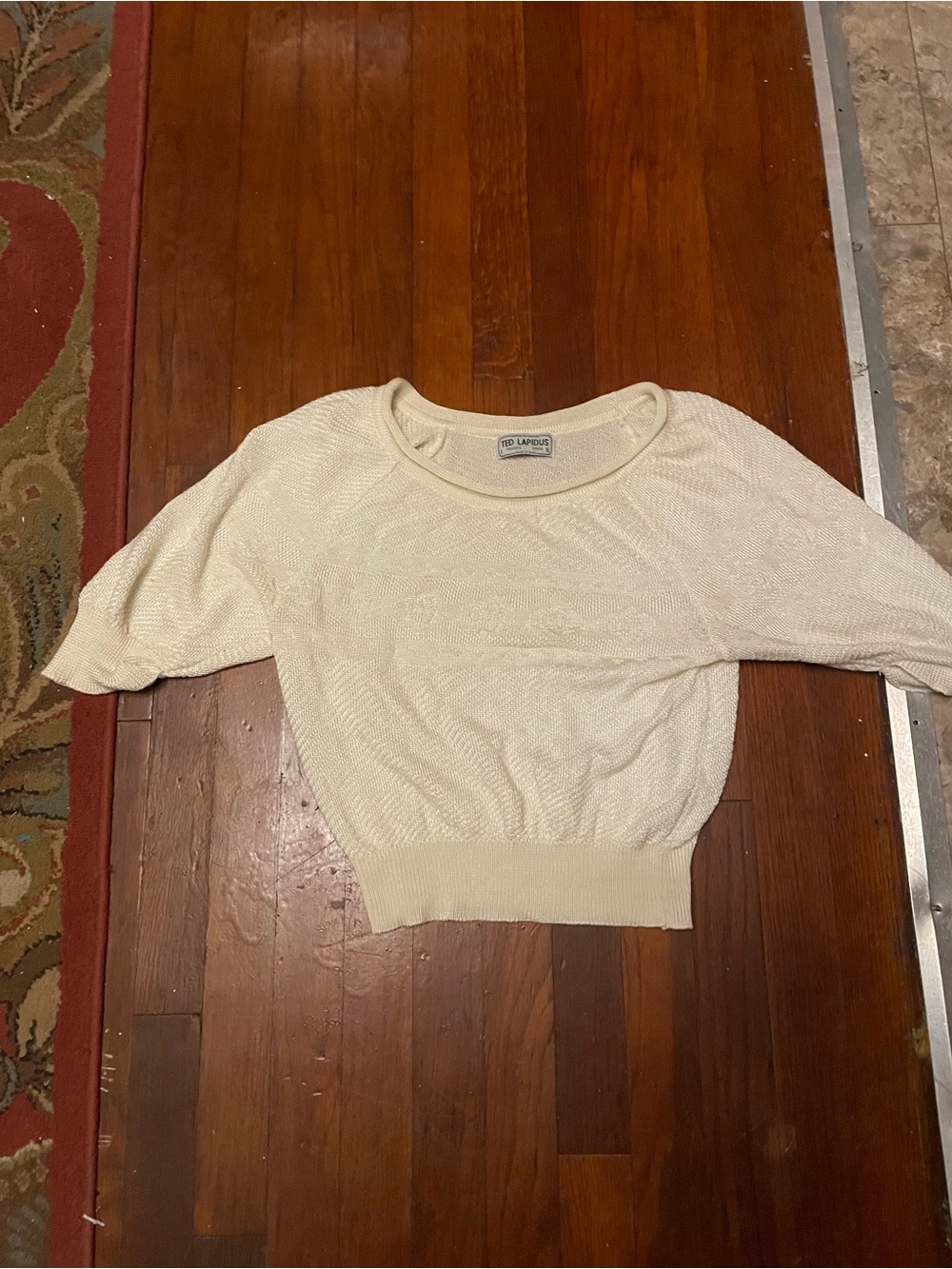 vintage cream white sweater short sleeve top by ted lapidus.